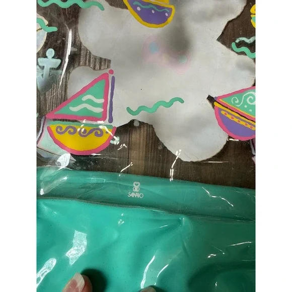 Vintage 1991 Sanrio Pool Clear Bag Just for Fun Bear Snap Close READ - Picture 6 of 11